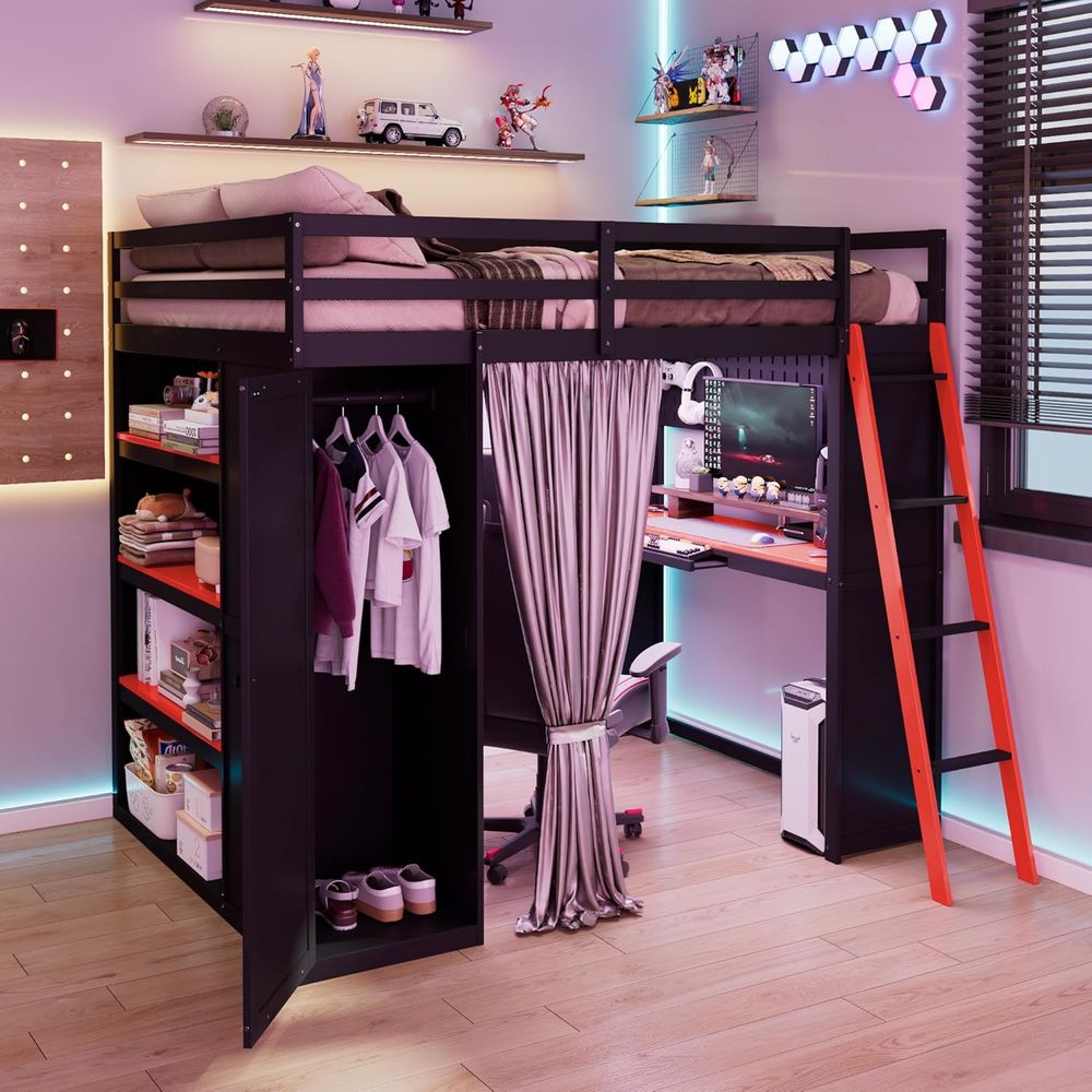 Esports Gaming Station Desk - Esports Gaming Bed with Storage, Desk,