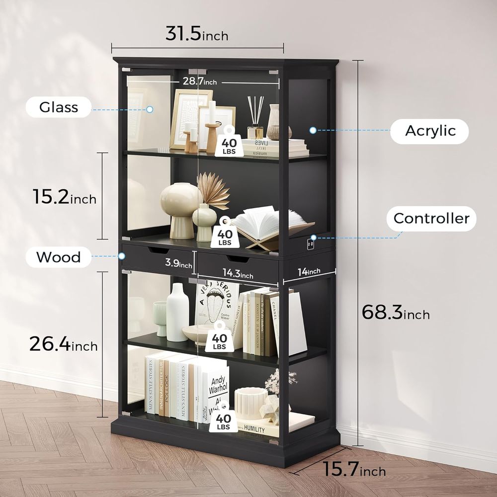 68 Tall Glass Display Cabinet  - Gaming & Esports District recensione e prezzo